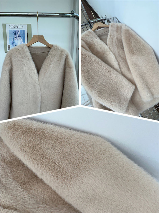 ファーコート レディース 毛皮コート ジャケット エコファー ミンク 羽織 上着 軽い ムートンコート 冬服 フェイクファー アウター 高級 暖かい Vネック 防寒 